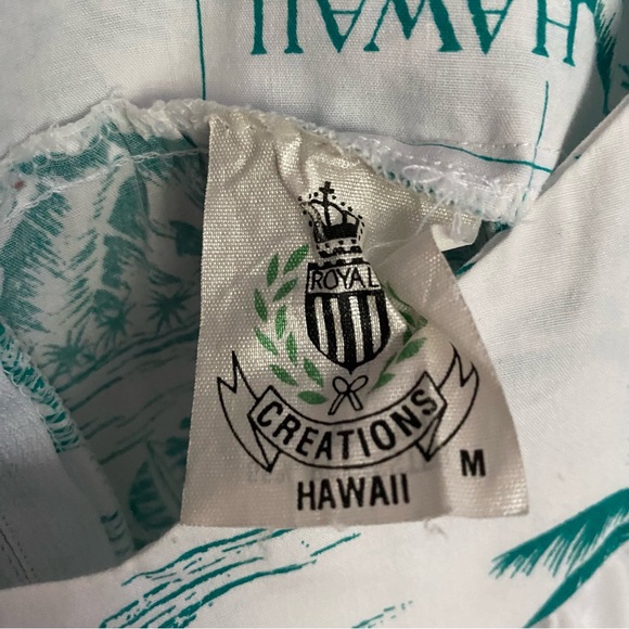 Vintage Hawaii Kole Kole Ruffled Turquoise Map print Dress with pocket - Picture 8 of 15